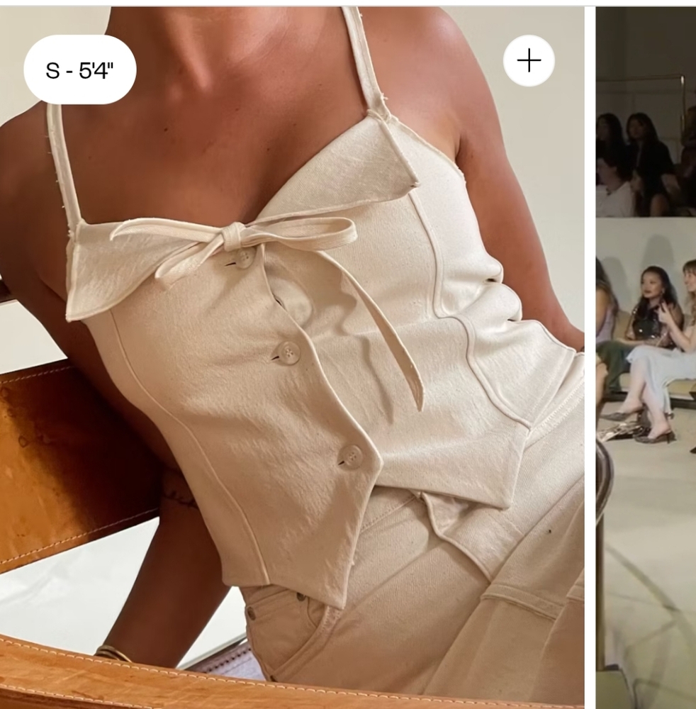 Djerf Avenue Remake Denim Top Cream